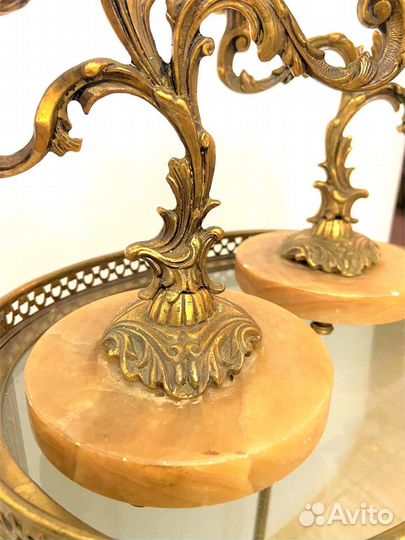 Канделябры подсвечники бронза оникс винтаж Европа