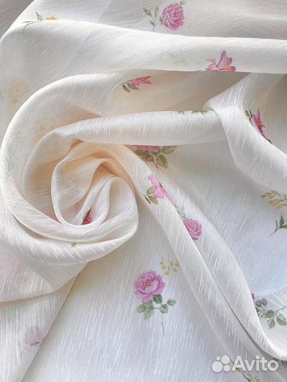 Тюль с цветочным принтом