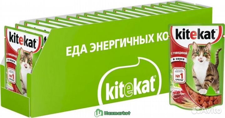 Влажный корм для кошек Kitekat говядина в соусе 28