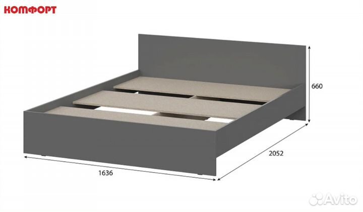 Кровать 160х200 графит