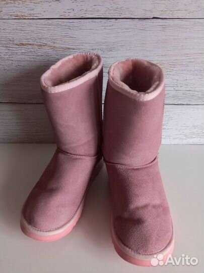 Розовые высокие угги, размер 37.5-38