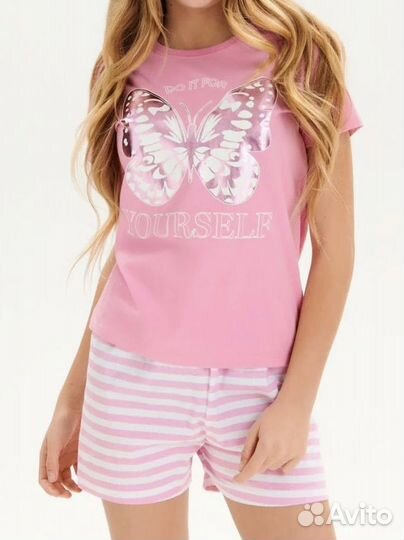 Пижама для девочки / пижамные шорты, футболка