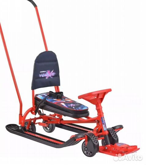 Детский снегокат с ручкой и колесами новый