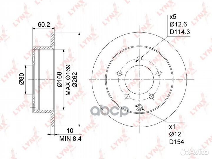 Диск тормозной зад BN1086 lynxauto