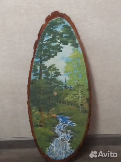 Картина на срезе дерева. Пано