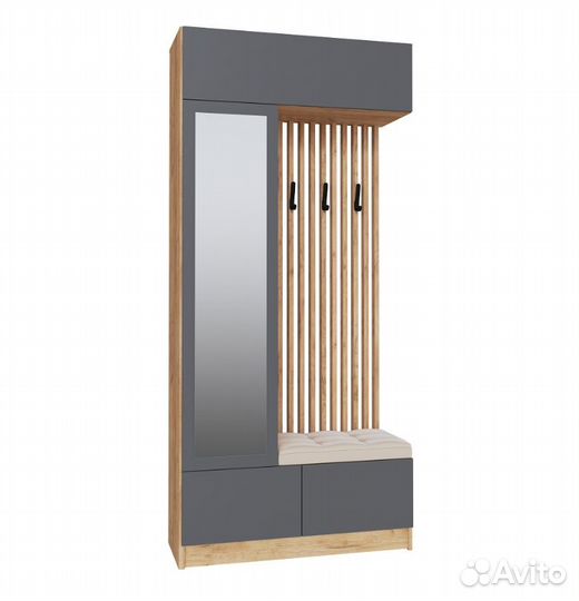 Вешалка с зеркалом белая