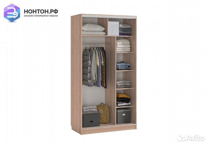 Шкаф-купе Рио 2-600 с зеркалом дуб млечный / крем