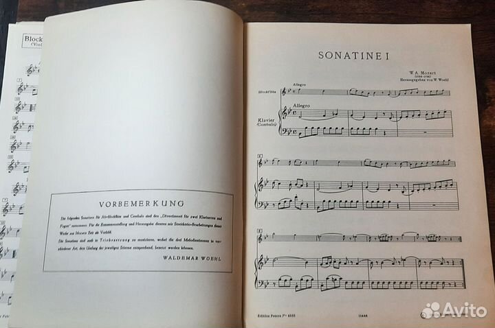Моцарт Две сонаты альт-блокфлот и фортепиано ноты