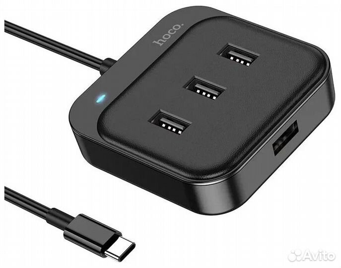 USB-концентратор hoco HB31, Easy, 4 гнезда, кабель