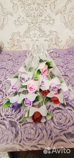 Одиночные цветы из мыла, тюльпан, роза