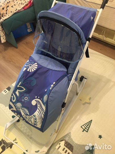 Санки с колесами детские, в отличном состоянии