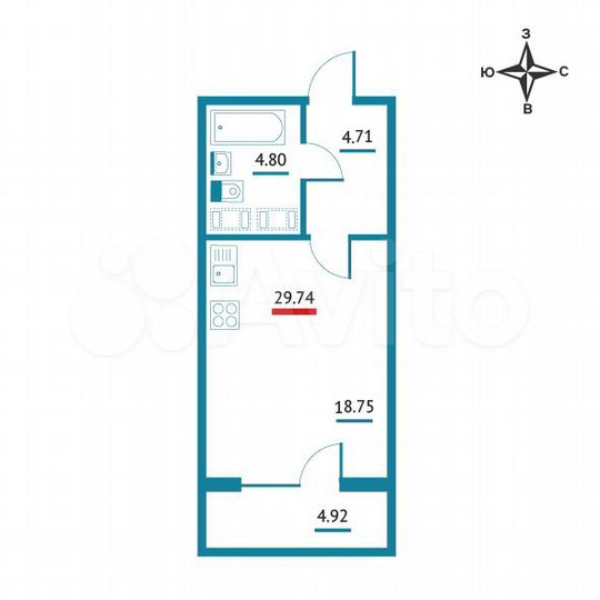 Квартира-студия, 29,7 м², 14/22 эт.