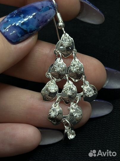 Серьги женские серебро длинные