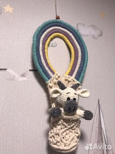 Панно радуга воздушный шар макраме