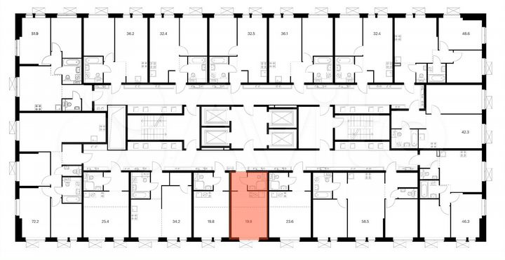 Квартира-студия, 19,8 м², 32/33 эт.
