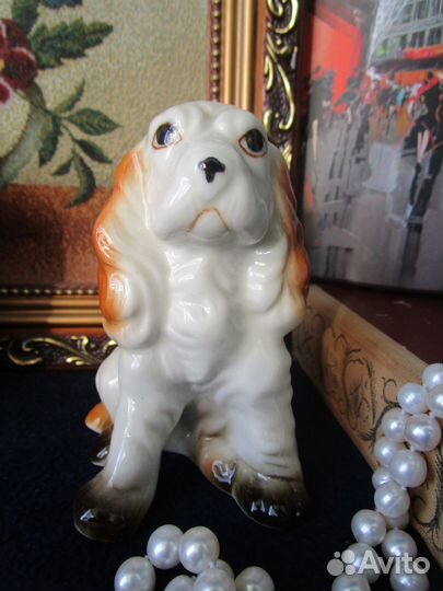 Красивая собака спаниель статуэтка фарфор Германия