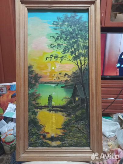 Картина маслом СССР винтаж,Пейзаж