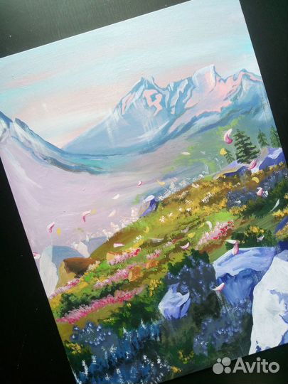 Картина ручной работы акрилом на холсте 