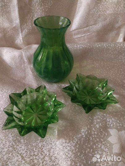 Цветное советское стекло СССР ваза бокал фужер