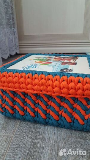 Трикотажная корзина с крышкой