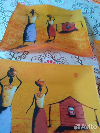 Чашки стекло 2 с тарелками