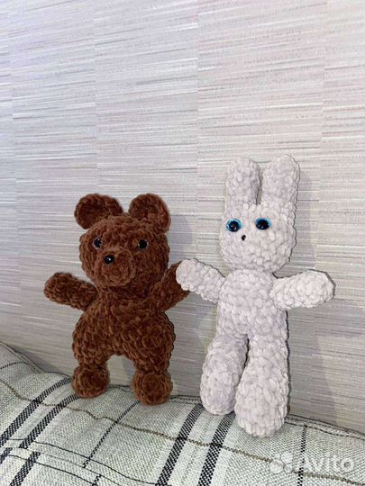 Плюшевый заяц, игрушки из пряжи