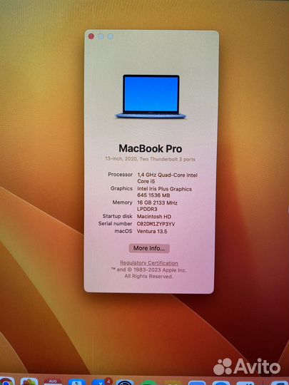 Apple MacBook Pro 13 2020 16gb 256gb