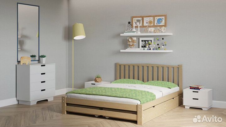 Кровать из натурального дерева 2-спальная 