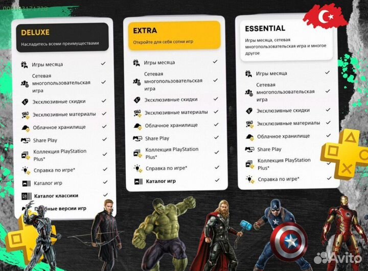 Подписка ps plus Delux+ EA play Турция (Арт.96956)