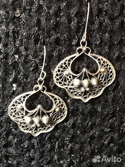 Лот бижутерия СССР мельхиор Браслет Серьги