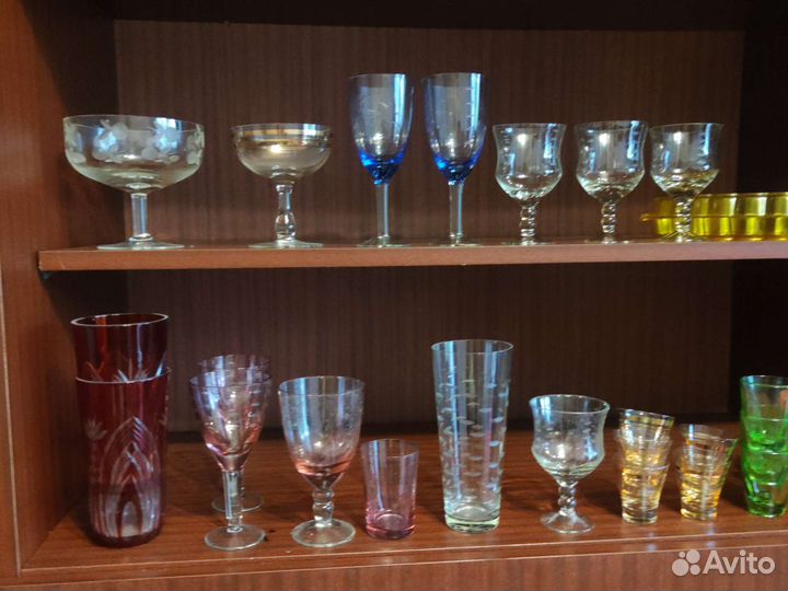 Рюмка на ножке СССР, стаканы, фарфоровые фигурки