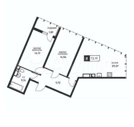 2-к. квартира, 73,2 м², 10/20 эт.