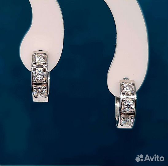 Серьги кольца с бриллиантами (муассанитами) 0,6ct