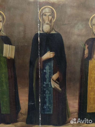 Старинная Храмовая Икона Св. Преп. Стефан, Евдокия