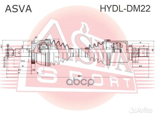 Приводной вал левый hydl-DM22 asva