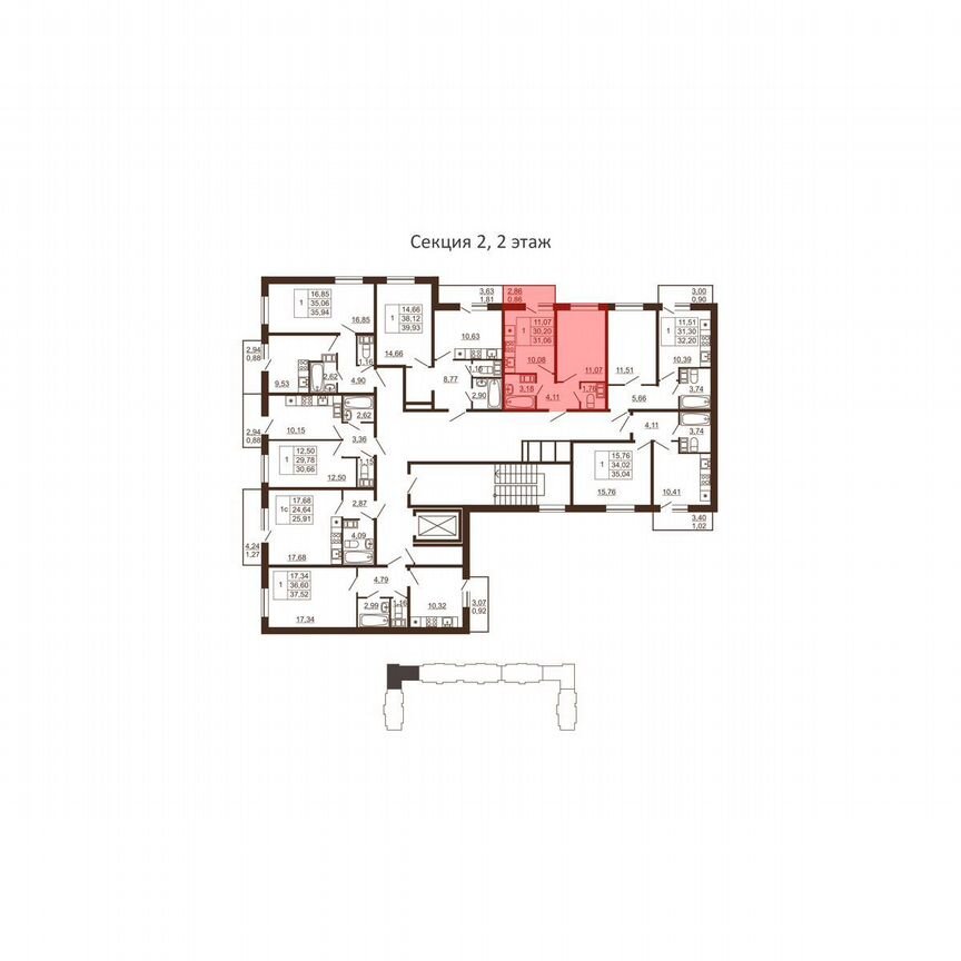1-к. квартира, 31,1 м², 2/6 эт.