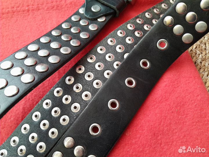 Мужской пояс из натуральной кожи проклепанный