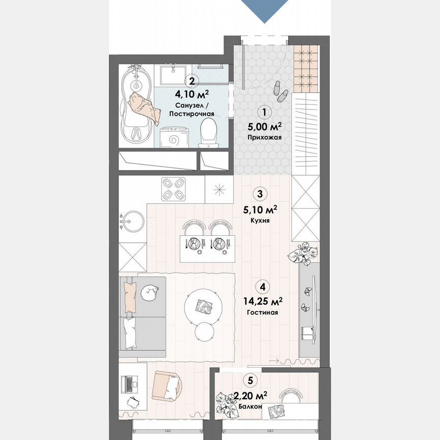 Квартира-студия, 30,6 м², 6/23 эт.