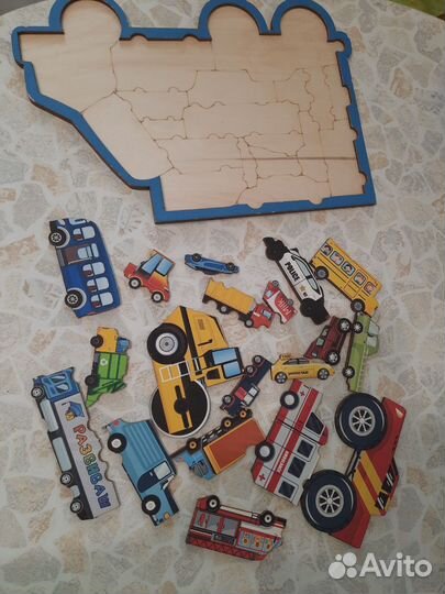 Деревянный пазл рамка вкладыш машинки