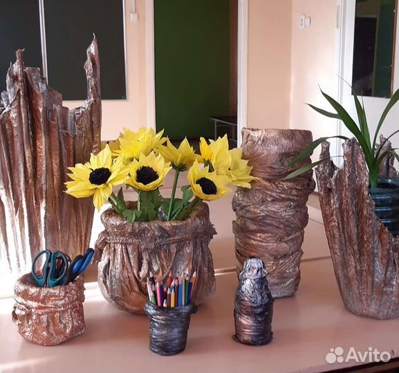 Кашпо для цветов из гипса