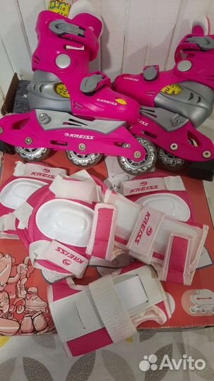 Роликовые коньки детские раздвижные с защитой