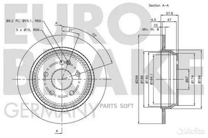 Eurobrake 5815203376 Диск тормозной задн