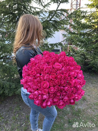 101роза 70см, розы с доставкой, букет цветов