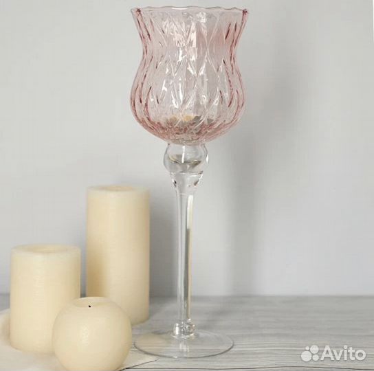 Подсвечник цветное стекло 2 штуки