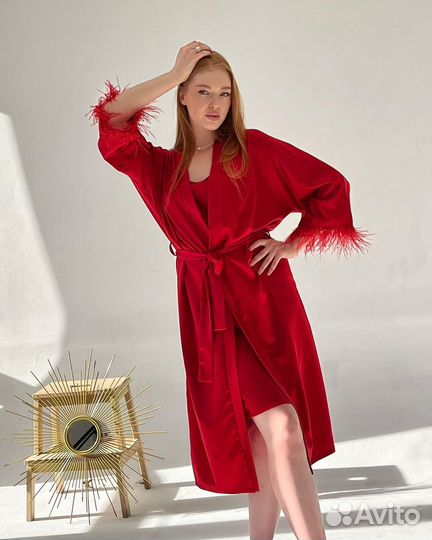 Халат красный