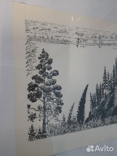 Графика Живопись река Кама. 1961 г. Бугаенко Е. И