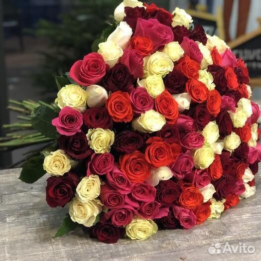 101 роза микс с доставкой