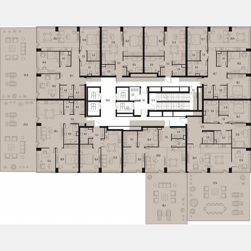 4-к. квартира, 113,9 м², 2/32 эт.