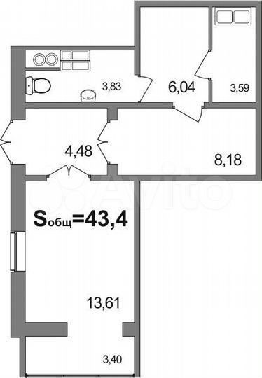 Офис, 43.4 м²