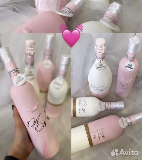 Украшение бутылки на свадьбу